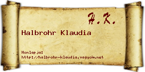 Halbrohr Klaudia névjegykártya